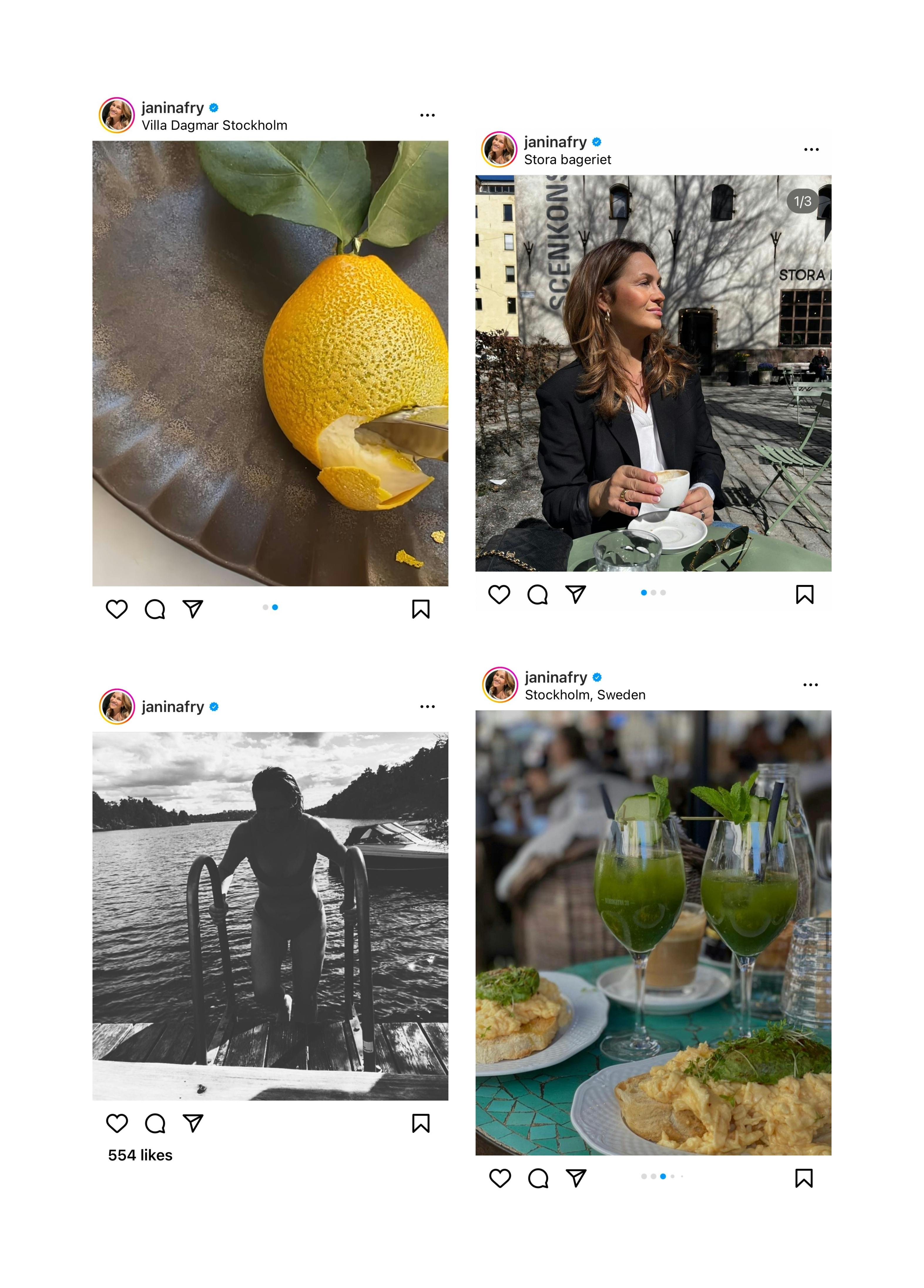 Stockholm guide featuring images from janina fry's instagram